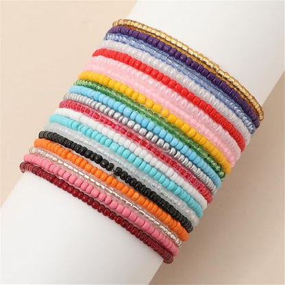 Boho Stackable Seed Beaded Bracelets for Women 18-20Pcs Colorful Handmade Multilayered Rice Bead Bracelet Set Summer Beach Bohemian Jewelry Gift - color: A-Multicolor B