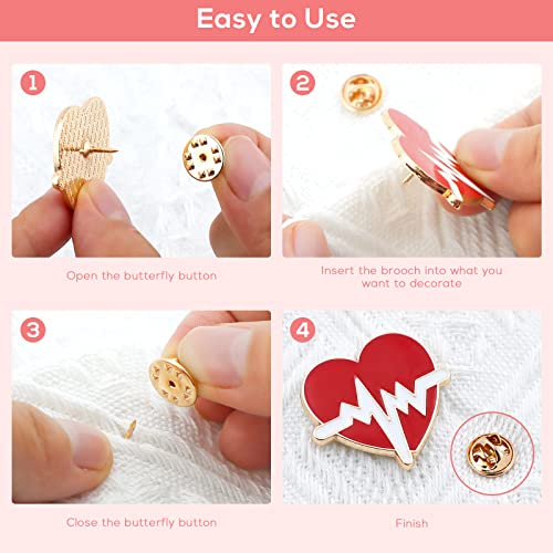 Cute Medicine Enamel Lapel Pin Set, LEEFONE 7 PCS Cartoon Stethoscope Heart Beat Badges Brooch Pins for Doctor Nurse Medical Students Clothing Bags Women Men