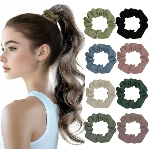 8Pcs Small Satin Scrunchies Hair Ties for Women All Hair Types | No Damage No Crease Hair Ties,Thin Elastic Hair Bands Ponytail Holders,Soft Accessories Gift for Girls(Neutral Color) - color: Neutral Color, size: 1 Count (Pack of 8)