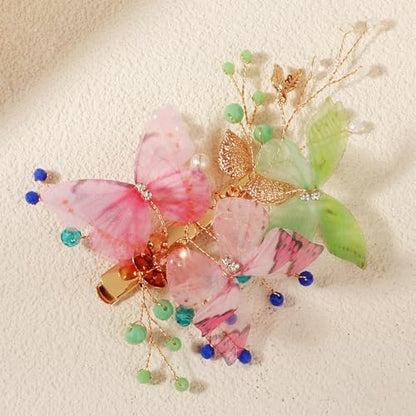 Wedding Hair Clips, Crystal Hair Pins Pearl Rhinestone Hair Barrettes, Bridal Flower Hair Pieces Pearl Headpieces Hair Accessories for Women Girls (Colourful) - color: Colourful