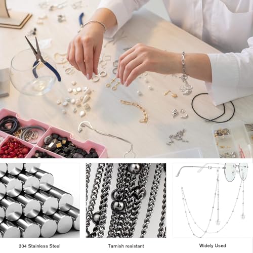 33FT 2mm Gunmetal Black Satellite Bead Chains Roll Bulk for Jewelry Making | 304 Stainless Steel Black Ball Beaded Twisted Curb Link Chains Spool for DIY Craft - color: Black Big Beads Satellite Curb Chain