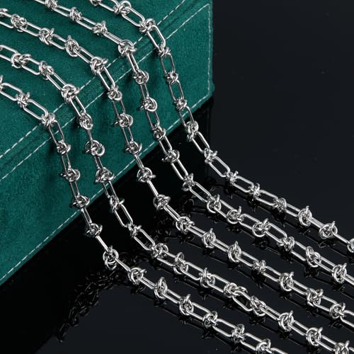 UMAOKANG Stainless Steel Chain for Jewelry Making Buckles Link Chains | 2 Meters Paperclip Chain on Spool Jewelry Making Chains DIY Supplies Findings - color: Knot (Steel)
