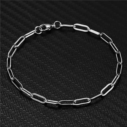WangGao Stainless Steel Paperclip Link Chain Bracelet for Women Popular Minimalist Jewelry - color: Silver