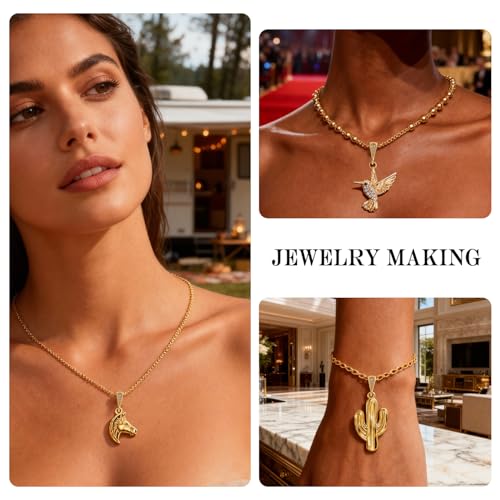 stino 10PCs Small Pendant Bail Clasps for Jewelry (14K Gold Plated) | 10 Pack, Jewelry Connectors, Necklace Bails ,Secure, Jewelry Making - color: 14K Gold Plated