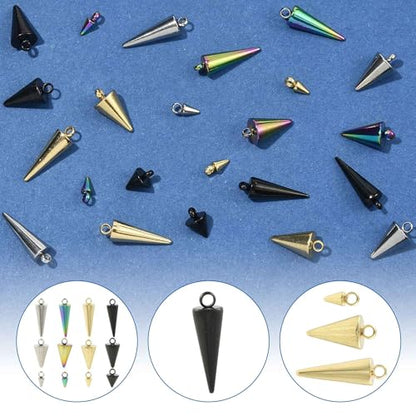 8-64Pcs Silver Goldern Color Heart Pendants Charms 10 Styles Heart Stainless Steel Metal Charms for Jewelry Making Crafting Necklaces Bracelets Earrings Keychains Birthday Gift - color: ConeB-24 pcs