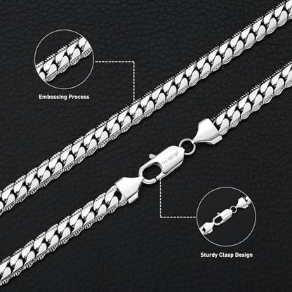 7MM Cuban Link Chain for Men Silver Chains, Silver Mens Chain Necklace,316L Stainless Steel and 14K White Gold /14K Gold Filled, Gold/Silver Chain for Men Necklace - style: 7MM-30 Inch Silver