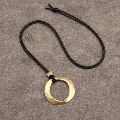 Boho Necklaces for Women Chunky Circle Necklace Bohemian Necklaces | Chunky Boho Necklace for Women Layered Boho Circle Leather Choker Necklace Long Vintage Necklaces Bohemian Jewlery Gifts - style: Boho Necklace Women