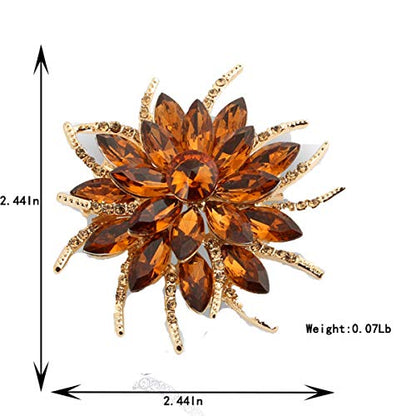 seven wolves Women's Austrian Crystal Brooch Wedding Flower Leaf Bouquet Brooch - color: 2-Champagne Multicolor