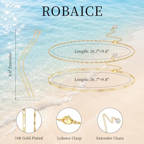 Tewiky Layered Waist Chain for Women, 14K Gold/Silver Plated Belly Chains | Beach Waist Beads Chain, Waterproof Twist Figaro Cuban Body Chain, Summer Jewelry for Women Gifts - color: Gold Waist Chain5