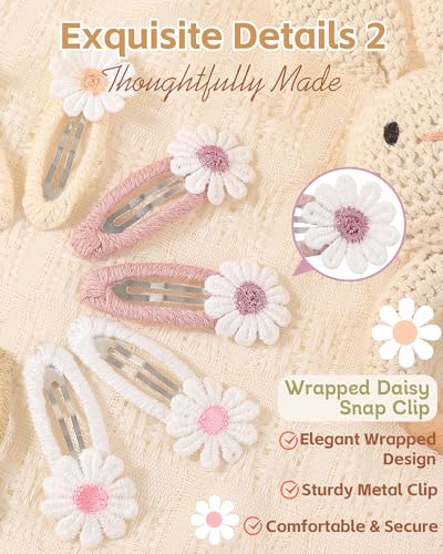 YHXX YLEN 20PCS Snap Hair Clips for Girls Cute Flower Hair Clips Non Slip Fabric Hair Barrettes Toddler Hair Accessories for Baby Toddler Girls Kids - color: 20pcs-Daisy set