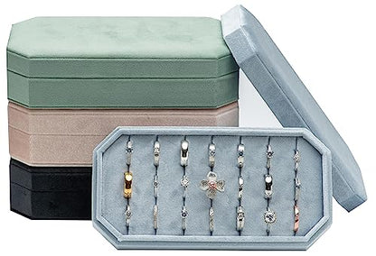 Velvet Ring Organizer Display Tray Jewelry Box Earring Holder Case | for Wedding Birthday Christmas Day (Light Ocean Blue) - color: Light Ocean Blue