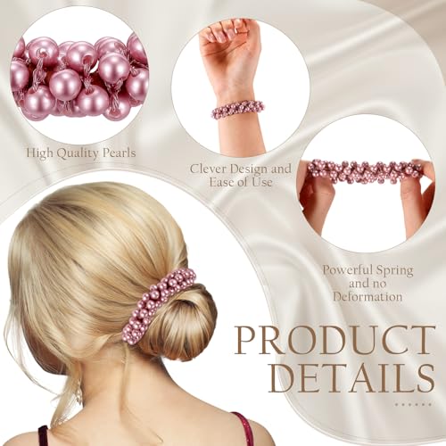 12 Pcs Pearl Hair Claw Clips Pearl Hair Ties Set for Women Girls Elastic Scrunchies Barrette Clamps Thick Thin Tousle Ponytail Holder Accessories Fashion Boho Bride Bachelorette Party Wedding