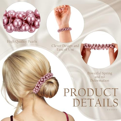 12 Pcs Pearl Hair Claw Clips Pearl Hair Ties Set for Women Girls Elastic Scrunchies Barrette Clamps Thick Thin Tousle Ponytail Holder Accessories Fashion Boho Bride Bachelorette Party Wedding
