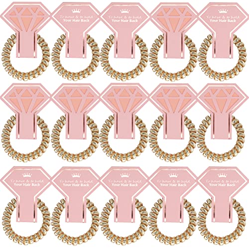15 PACK Bridesmaid Spiral Hair Ties Coil Phone Cord Bachelorette Party Favors,Bridesmaid Proposal Gifts for Wedding-Champagne - color: Champagne