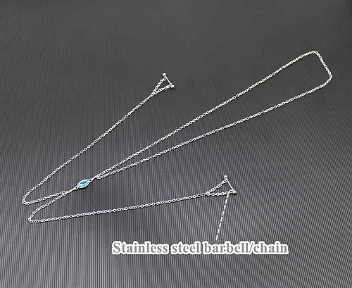 Nipple Chains Pierced Necklace 14G Barbells Nipple Rings Drizzle Dangle Body Piercing Jewelry - color: h