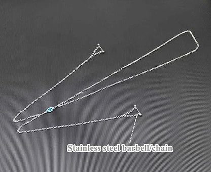 Nipple Chains Pierced Necklace 14G Barbells Nipple Rings Drizzle Dangle Body Piercing Jewelry - color: h