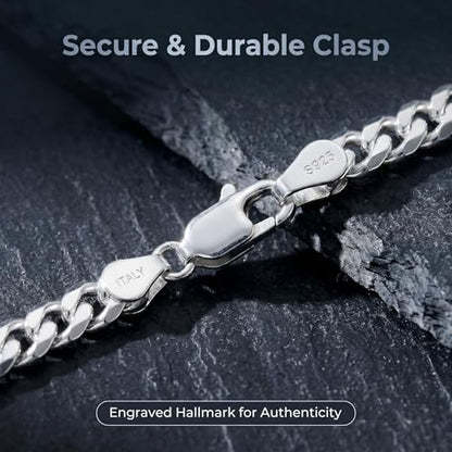 S925 Sterling Silver 6mm Cuban Link Chain Bracelets for Men,2.5mm Rope Chain Mens Bracelet Set for Men's&woman,Trendy hip-hop stacking Chain Gift Boyfriend/Girlfriend,Non Tarnish Hypoallergenic - style: Sterling Silver Cuban link
