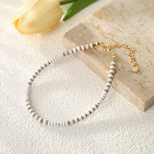 XIJIN Natural Stone Beaded Anklets for Women Handmade Beach Boho Turquoise Beads Ankle Bracelet Jewelry Gift for Her - color: C