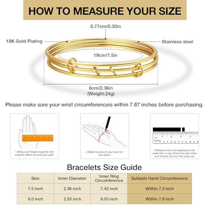 YBMYCM Gold Silver Stackable Bracelets for Women, 18K Gold Plated Two-Toned Connected Bangles Trendy Elegant Jewelry Gift - color: Gold, size: Circumference: 7.5inch