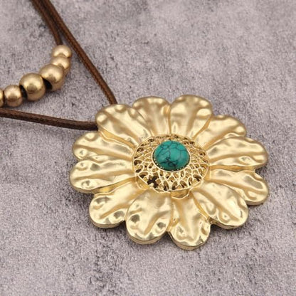Boho Necklaces for Women Chunky Circle Necklace Bohemian Necklaces | Chunky Boho Necklace for Women Layered Boho Circle Leather Choker Necklace Long Vintage Necklaces Bohemian Jewlery Gifts - style: Bohemian Large Pendant Necklace