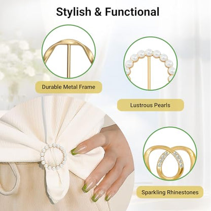 Scarf Rings Shirt Clips, T-Shirt Tie Clips for Women, Cute Scarf Ring and Slides for Scarves, Clothing Accessories - color: 6Pcs Gold