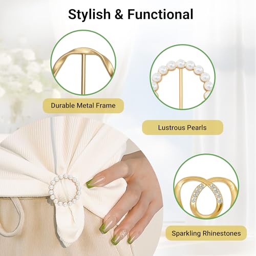 Scarf Rings Shirt Clips, T-Shirt Tie Clips for Women, Cute Scarf Ring and Slides for Scarves, Clothing Accessories - color: 6Pcs Silver