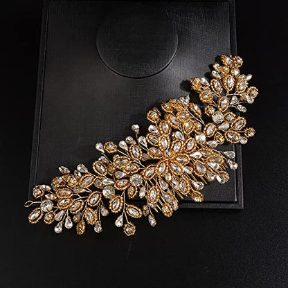 JWICOS Bride Wedding Hair Comb Silver Crystal Headpieces Bridal Hair Clip Side Comb Wedding Hair Accessories for Women and Girls (Gold) - color: Gold