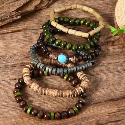 Vintage Stackable Bead Bracelet Set For Men Women Handmade Bohemian Style Multilayer Adjustable Elastic Bead Bracelet Fashion Punk Jewerly Gift - style: Style 2