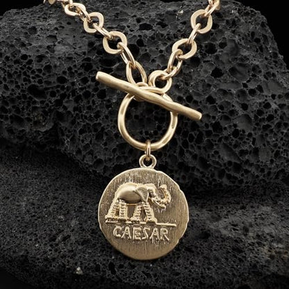 MISS SECRET Chunky Gold Necklaces for Women Coin Statement Necklace Antique Silver and Gold Chain Thick Toggle Pendant Trendy Fashion Jewelry - style: Worn Gold & Sliver