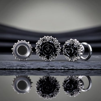 Stainless Steel Ear Gauges Flesh Tunnels, Scew Back Gold Color Kompass Plugs, Upgrade Earrings Stretchers. - size: 8 mm