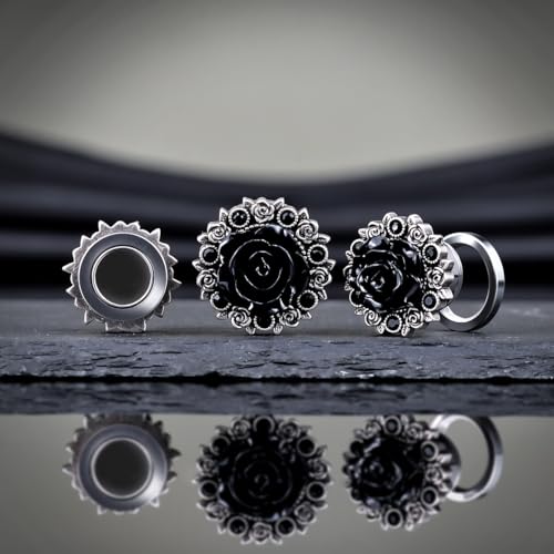 Stainless Steel Ear Gauges Flesh Tunnels, Scew Back Gold Color Kompass Plugs, Upgrade Earrings Stretchers. - size: 10 mm