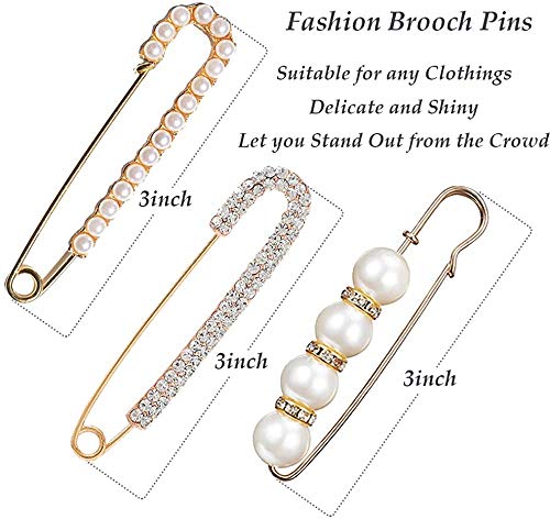 14 PCS Brooch Pins Faux Pearl Safety Pins Sweater Shawl Clips Vintage Shirts Dresses Cardigan Collar Brooches Pins Set