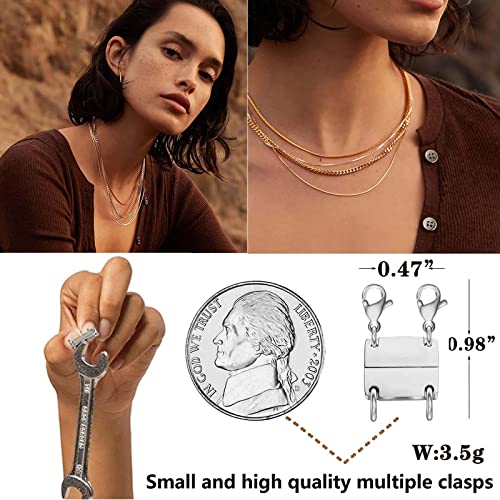 Dailyacc Layering Magnetic Necklace Clasp,18 K Gold and Silver Separator for Stackable Necklaces - color: 1PCS - 2 Silver