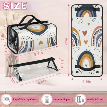 Boho Abstract Rainbow Hanging Roll Up Cosmetic Bag with 4 Removable Storage Bags Waterproof Foldable Toiletry Kit for Women - color: Multicolor 13