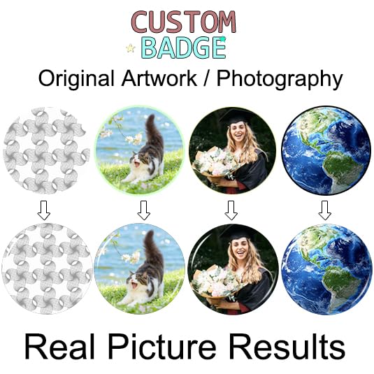Personalized Photo Pin Buttons Custom Picture Pinback Set of 1-1000PCS Metal Commemorative Buttons - color: BLACK, size: 2in
