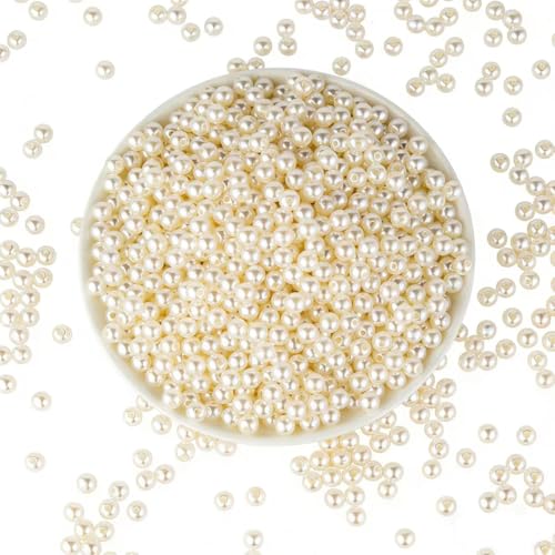 Pearl Beads for Jewelry Making 980pcs 8MM Pearl Craft Beads with Hole Loose Fake Pearls Small Faux Pearls for Jewelry Making Bracelet Necklace DIY, Sewing Decor and Vase Filler - size: 8MM