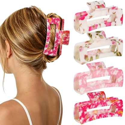 laxizar 4 Pcs Hair Clips 4.1 Inch Claw Cips Floral Hair Accessories - color: floral print 1