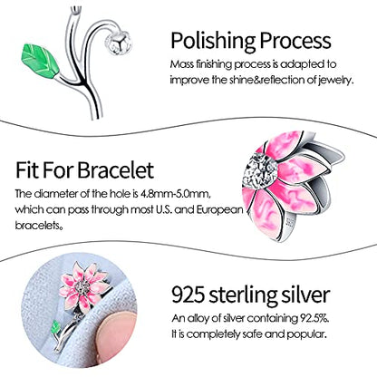Pandach 925 Sterling Silver Charms for Bracelet&Necklace Dangle Pendant Bead with 5A Cubic Zirconia Stones,Jewelry Beads Gifts for Women - style: Bunch Of Flowers Charm