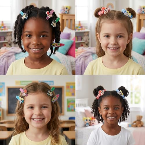 Powerpuff Girls Hair Accessories Set with Hair Clips & Bows - color: Powerpuff Girls