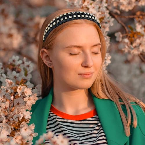 Rhinestone Headbands for Women Long Short Hair Comfortable - color: Double Rhinestone Headbands