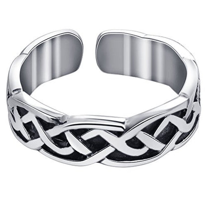 Gem Avenue 925 Sterling Silver Toe Rings Collections – Beach, Celtic, Heart, Dolphin, Flower & More Designs for Women – Elegant Adjustable Summer Jewelry - style: Style 10