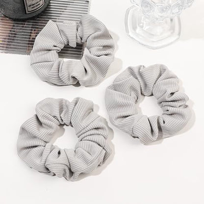 Hair Scrunchies for Women - Hair Ties No Damage Both for Thick Hair or Thin Hair Curl Hair No Crease Gray Scrunchies Ponytail Holder No Hurt Your Hair - color: Gray