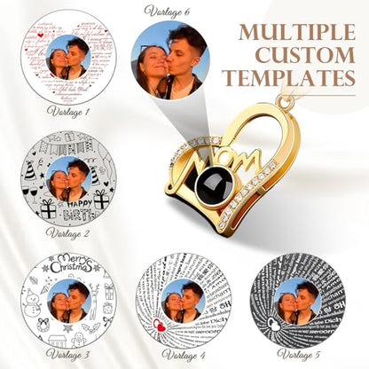 Personalized Picture Necklace Custom Projection Necklace With Photo Inside | Picture Charm Necklace Photo Gifts For Women Her Mom Wife Girlfriend On Valentines Mothers Day Christmas Anniversary Romantic - color: Pendant 2