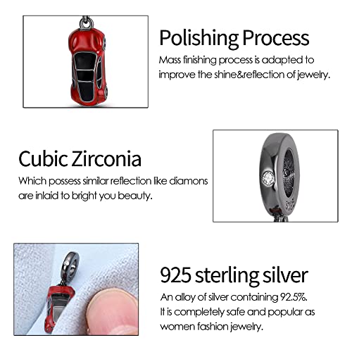 KUNSIR Charms Beads fits Pandora Charm bracelets for Woman 925 Sterling Silver Dangle Pendant Bead Jewelry Beads Gifts Happy Birthday Charms for Women Bracelet&Necklace - style: Small Sports Car Charm