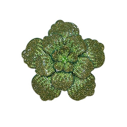 Rhinestone Flower Brooch Pin for Women Men Elegant Sparkly Crystal Camellia Floral Lapel Pins Shawl Dress Suit Clothes Accessories Wedding Party Fashion Jewelry 105mm - color: Olive Green