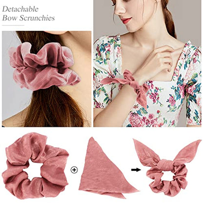 Jaciya Satin Silk Scrunchies - Women's Hair Ties for Ponytails, Thick Hair, and No Damage - color: Classic color