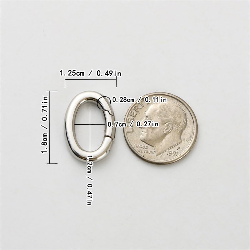 1Pc Oval Spring Clasps Clips Connector Rings for Keychain DIY Crafts (Silver-E) - color: Silver-E