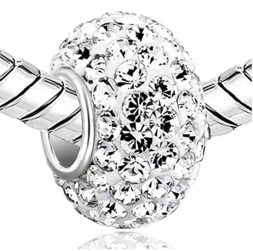 Adabele 1pc Solid 925 Sterling Silver Jan-Dec Birthstone Bead Charm - color: April
