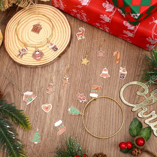 MARFOREVER 40 Pcs/20 Pairs Christmas Gingerbread Charms for Jewelry Making | Gingerbread Man Christmas Enamel Charm, Holiday Xmas Bangle Pendant, Bracelet Necklace Earrings Making, DIY Craft Accessories - style: Gingerbread Men