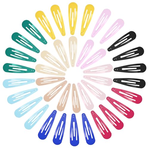 40 Pcs Snap Hair Clips 2.8 Inch / 7cm Non-Slip Metal Hair Barrettes for Women Hair Large Candy Colors Hairpins